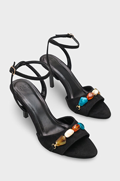 LOJO Γυναικείο λουράκι αστραγάλου με μυτερή μύτη και λεπτομέρεια από πέτρα θά...