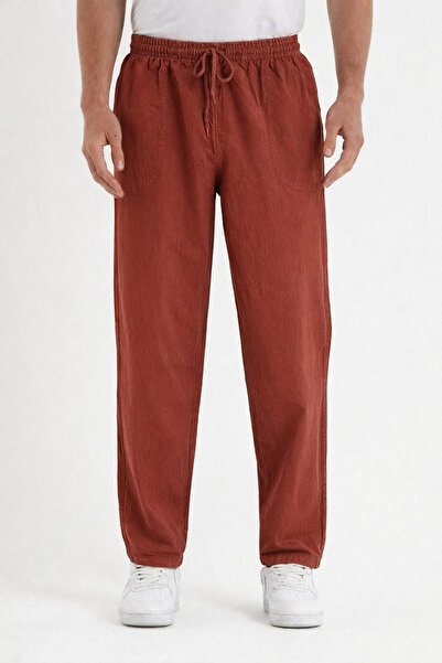 COMBİNE MİCHAİL Muške pantalone Lan u boji cigle