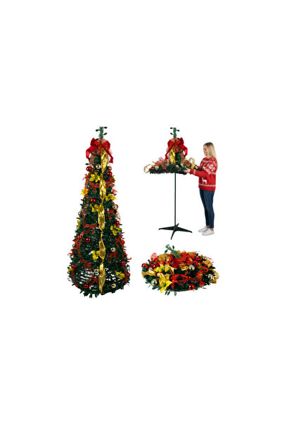 Ruhhy Artificial pop-up Christmas tree, decorations included, stable base, he...