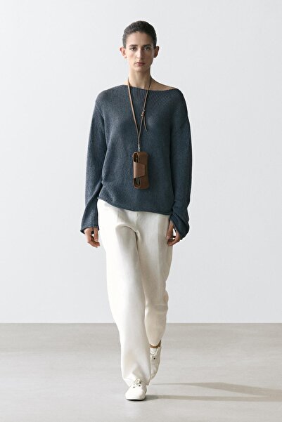 Massimo Dutti Pamuk karışımlı ajurlu triko kazak