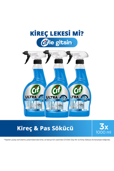 Cif Ultra Sprey Kireç ve Pas Sökücü 1000 ml x3