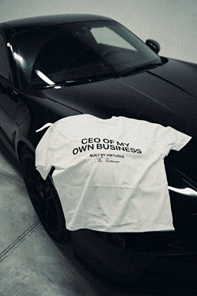 Violon تي شيرت CEO Of My Own Business مطبوع أبيض كبير الحجم للجنسين