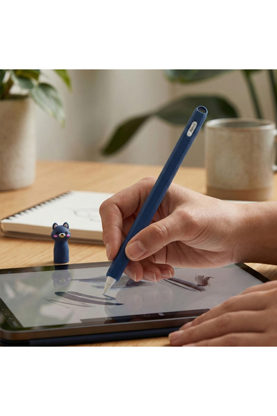 CaseOnn قلم أبل 2. غطاء حماية من السيليكون غير اللامع باللون الأزرق الداكن مع...