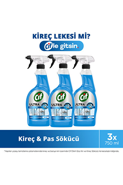 Cif Ultra Sprey Kireç ve Pas Sökücü 750 ml x3