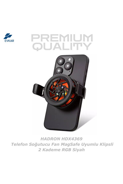 HADRON HDX4369 Telefon Soğutucu Fan MagSafe Uyumlu Klipsli 2 Kademe RGB - Siyah
