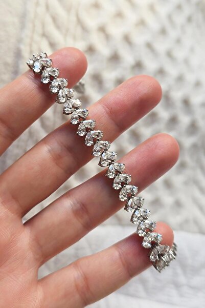 MorMajor Silver MOZANİT 2 TARAFLI DAMLA GÜMÜŞ BİLEKLİK