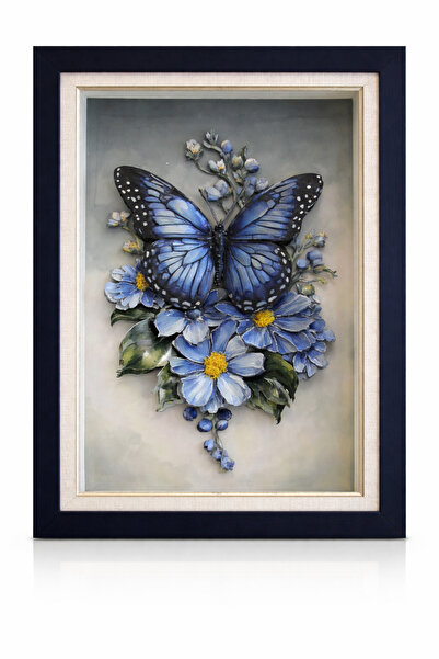 RolyARt MAVİ KELEBEK RÖLYEF TABLO