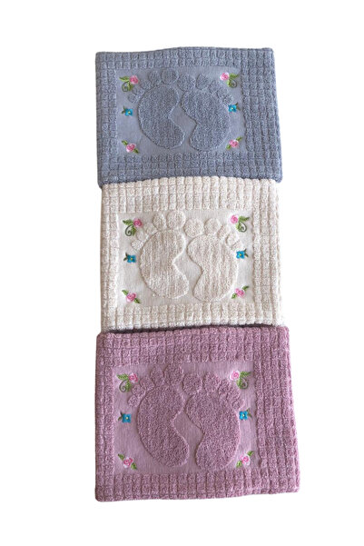 Modella Life Miosse Set of Cotton Embroidered Foot Towels - 50X70 cm Non-Slip...