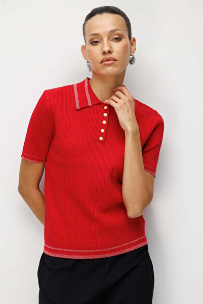 ON Μπλούζα με υφασμάτινο σχέδιο και κουμπιά στο λαιμό