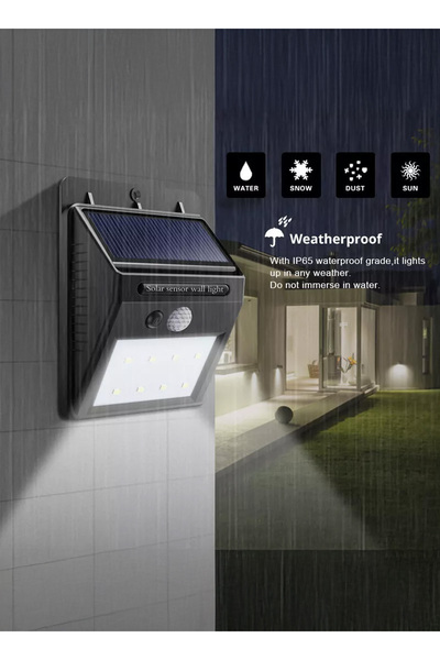 Generic Black Solar Outdoor Wall Light – LED Motion Sensor Waterproof Garden ...