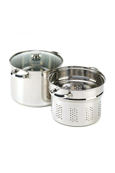 OEM Stainless Steel Pot 8 L for Pasta with Strainer and Glass Lid – Complete Set