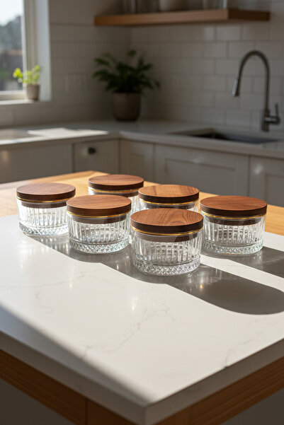 Amandus Gala - Gold 6-Piece Wooden Vacuum Covered Gold Gilded Glass Breakfast...