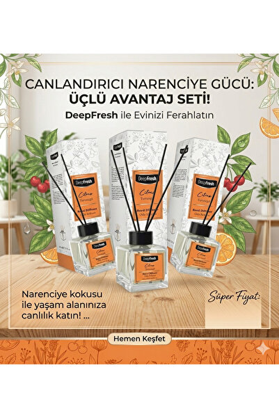 Deep Fresh Turunçgil çubuklu oda kokusu 3 adet x 100 ML