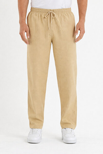 COMBİNE MİCHAİL Cream Color Men's Linen Pants
