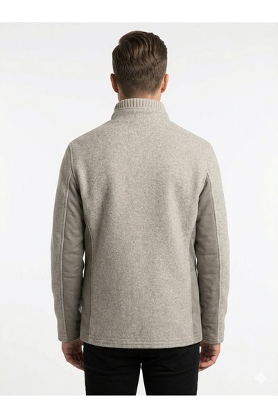 Allegro Men's Beige Casual Coat - Stylish Jacket with Wool Blend Zippers and Buttons