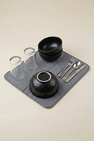 KHAKMA Mikrofiber Bulaşık Matı - 37x44 cm - Katlanabilir Tezgah Üstü Bulaşıkl...