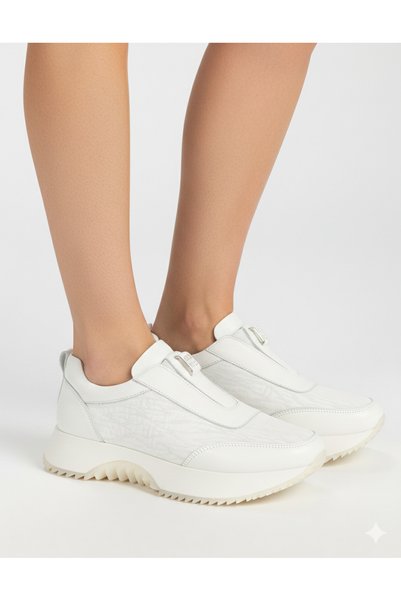 GMG PLUS Hakiki Deri Miu Beyaz Sneaker