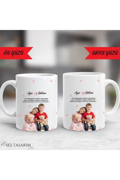 Sestasarmm Kendin tasarla Porselen Kupa Bardak, Kişiye Özel Kupa Bardak - Çif...