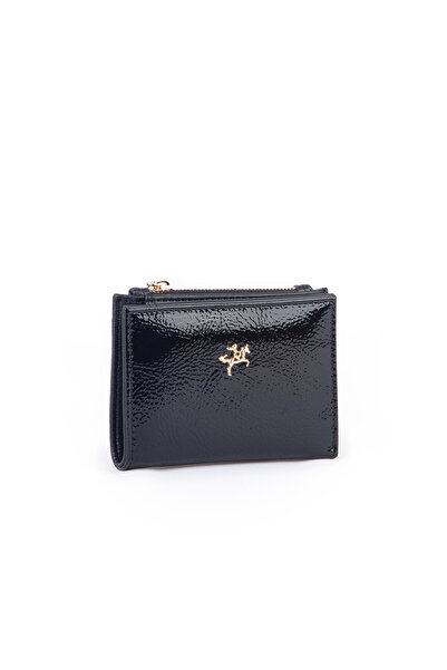 Nas Bag Women's Slim Small Size K Card Holder Black Patent Leather with Paper...