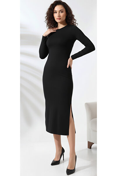 MAİMODA فستان نسائي بقصة قلم رصاص وفتحة جانبية بتصميم باديكن شق