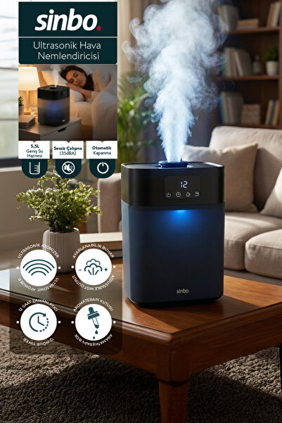 Sinbo SAH-6119 Ultrasonik Hava Nemlendirici - Siyah | Sessiz Çalışma, Şık Siy...