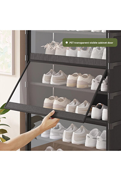 NINGBO Glass Shoe Organizer 6 Shelves 25.5 x 34.5 x 105 cm