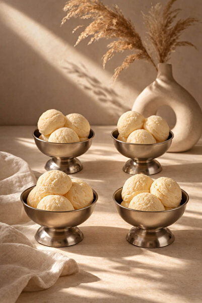 Anadolu Saray وعاء تقديم الآيس كريم الفولاذي الكبير الحجم مكون من 4 قطع، وعاء...