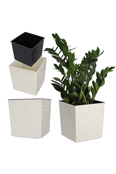 KADAX Ghiveci de flori Ghiveci de flori 25 cm Capac de plastic crem cu inserție