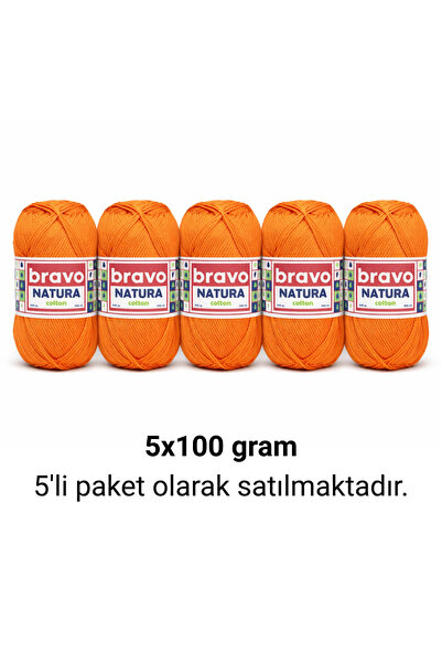 Bravo Natura pamučna pređa narandžasta 702 Pamuk 100gr 200m pređa za pletenje...