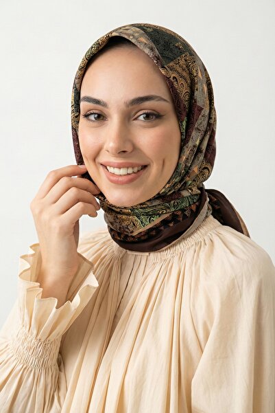 InStyle Шарф з м'якої бавовни бордового кольору з візерунком «пейслі»