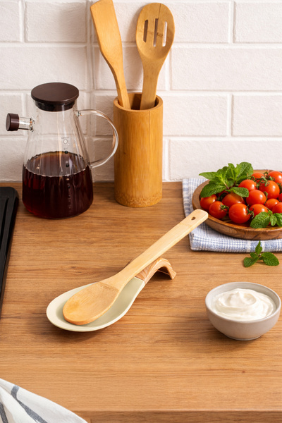 Porsima PBT-718-4 Bambus Sa ručkom Silikonska podloga za držač kašike i lopat...