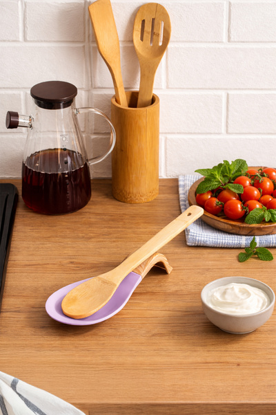 Porsima Pbt-718-3 Bamboo Strappy Silicone Dirty Scoop Spoon Holder Mat Scoop ...