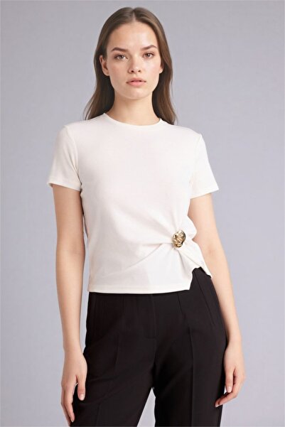 DeFacto Kadın T-shirt G9551AX/ER105 ECRU