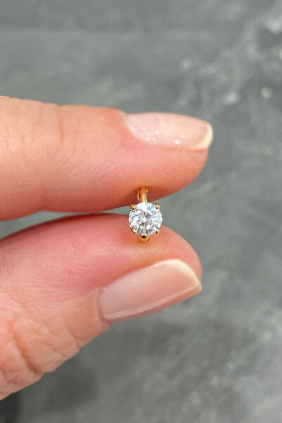 La femme by begum Mini Beyaz Tektaş Gold Gümüş Halka Piercing,helix,tragus, K...