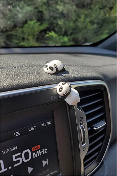 Rex Aksesuar 1 Adet Plastik Mini Panda Araç İçi Aksesuar, Araba Dekoru, Klima...