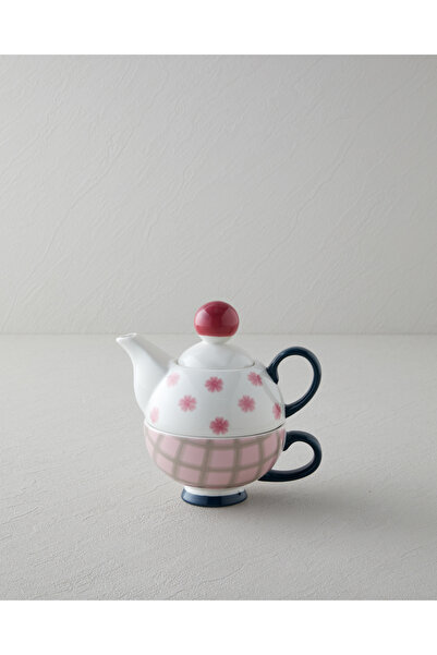 English Home Florentis New Bone China Demlik Seti 400 – 290 ml Pembe - Yeşil