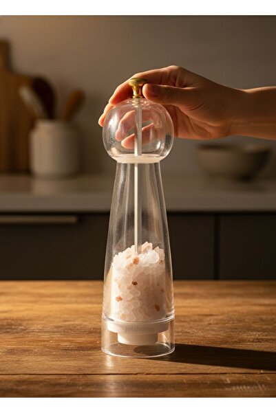 Jet's Home 20 cm All Transparent Acrylic Spice Mill – Crystal Design Professi...