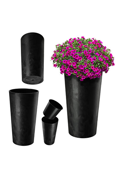 KADAX Ghiveci de flori 36 cm, capac cu inserție, ghiveci de flori din plastic...