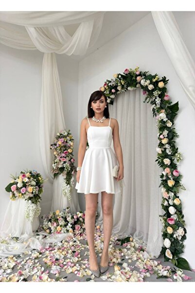 conconmoda Pole ip askılı mini atlas elbise