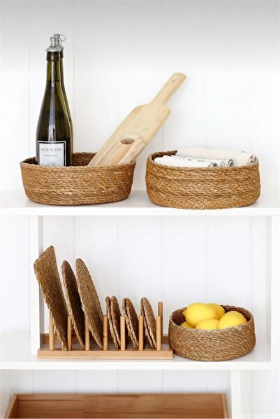 Bayev Wicker 3 Size Round Basket Set 3 Pieces Round Decorative Multi-Purpose ...