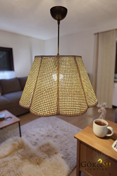 Göksu Lighting Naturel Form Rattan Hasır Sarkıt Avize