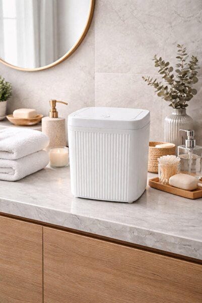 decorev Banyo Kovası 5 Lt Kare Click Kapaklı Beyaz