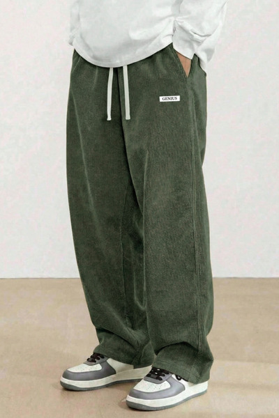 GENIUS STORE Ανδρικό παντελόνι GENIUS με φαρδιά μπατζάκια από κοτλέ ύφασμα, o...