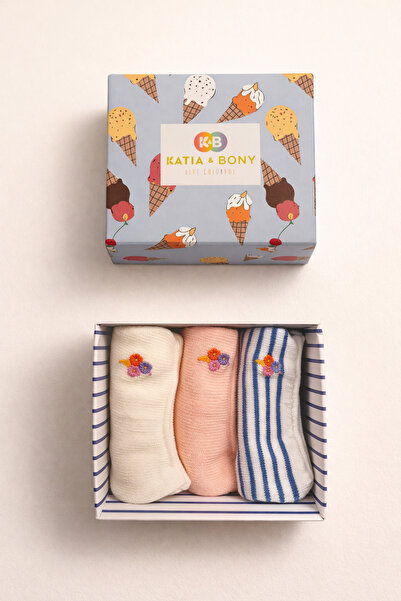 Katia&Bony علبة آيس كريم للأطفال تحتوي على 3 جوارب غير مرئية