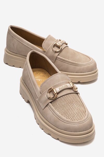 CCWAY AYAKKABI Γραπτά Με αγκράφα Γυναικεία Παπούτσια Poly CREAM