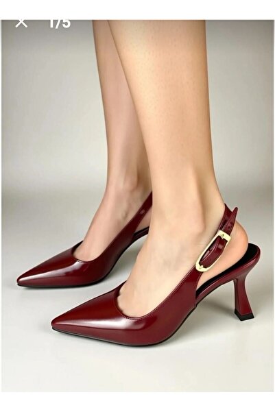 Celira Burgundy Patent Leather Women's Heeled Shoes