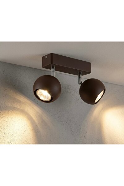 demet habek mylights GU10 Kahverengi İkili Küre Hareketli LED Spot Tavan Aviz...
