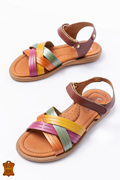 lina step Genuine Leather Orthopedic Vaketa Multicolor Girl Sandals