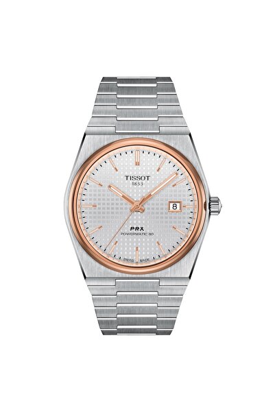 TISSOT PRX Powermatic 80 watch, stainless steel, two-tone case, 40mm, silver ...