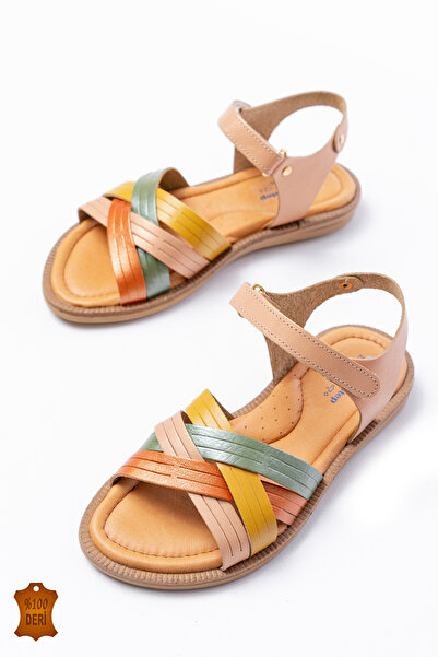 lina step Genuine Leather Orthopedic Vaketa Multicolor Girl Sandals